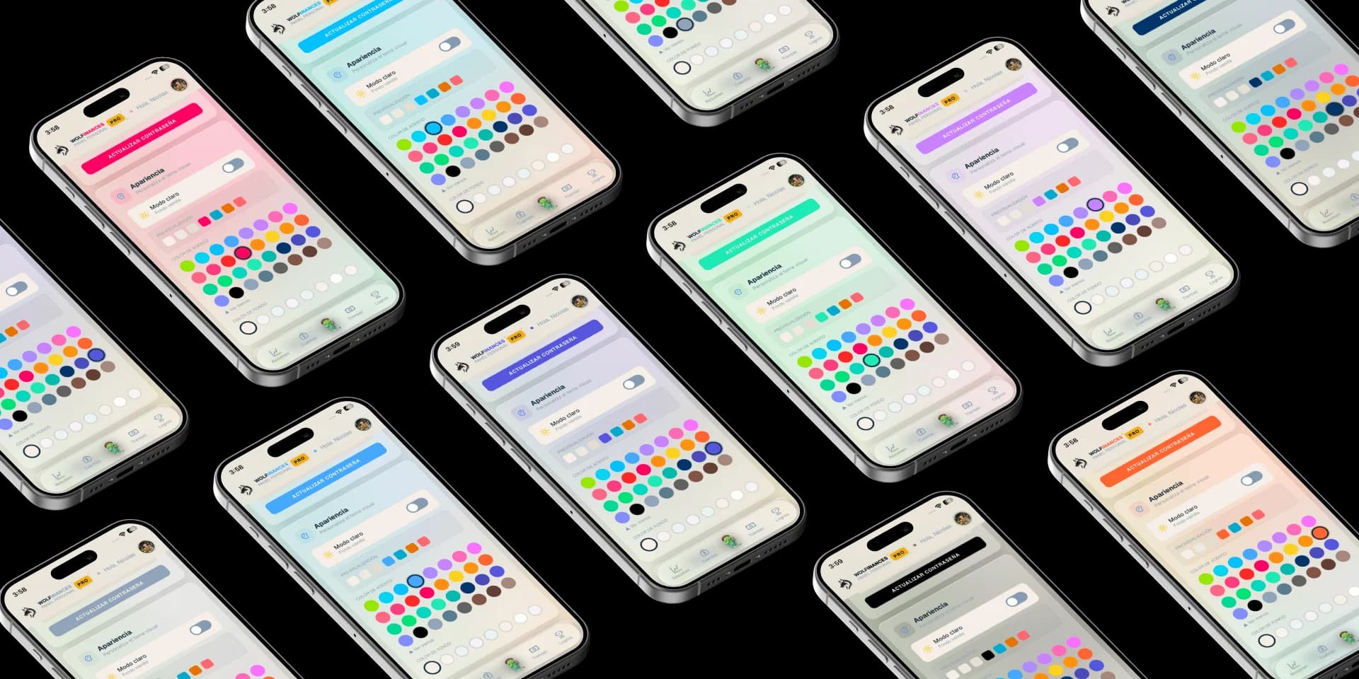 WOLFinances Pro con colores personalizados